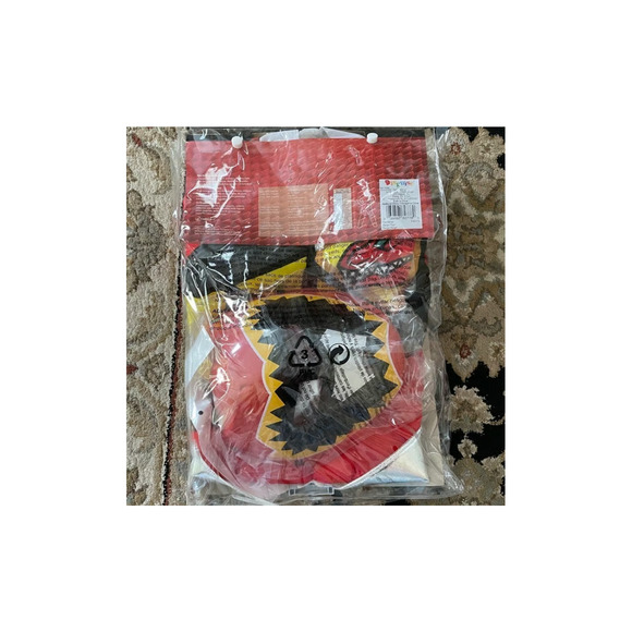 BOYS RED POWER RANGERS DINO CHARGE DELUXE MUSCLE COSTUME SIZE 4-6 NEW - Picture 3 of 4